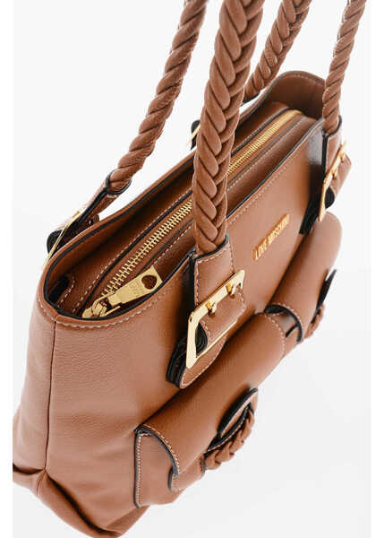Genti de umar Moschino Love Faux Leather Shoulder Bag With Braided Handle Brown Femei (BM 9893783) 3