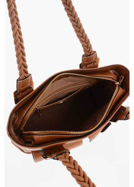 Genti de umar Moschino Love Faux Leather Shoulder Bag With Braided Handle Brown Femei (BM 9893783) 4