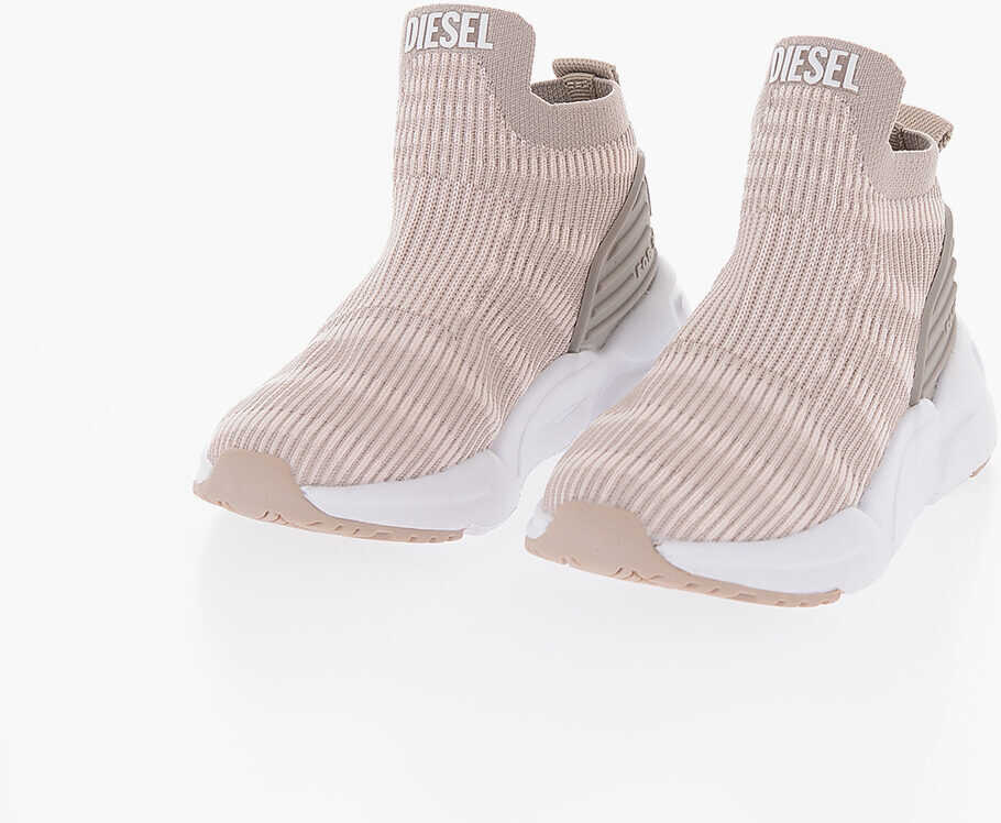 Poze Diesel Two-Tone S-Millenium Pad Sock Sneakers With Contrasting Sole Beige