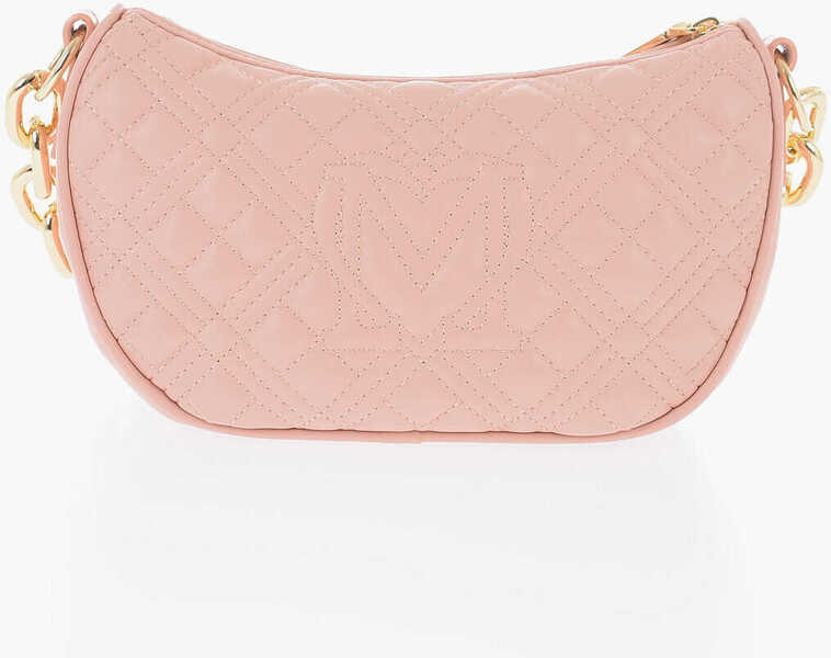 Genti tip postas Moschino Love Quilted Faux Leather Shoulder Bag With Golden Chain Pink Femei (BM 9893963) 2