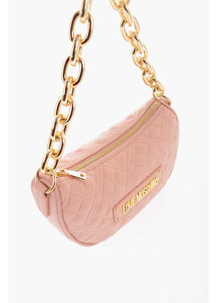 Genti tip postas Moschino Love Quilted Faux Leather Shoulder Bag With Golden Chain Pink Femei (BM 9893963) 3