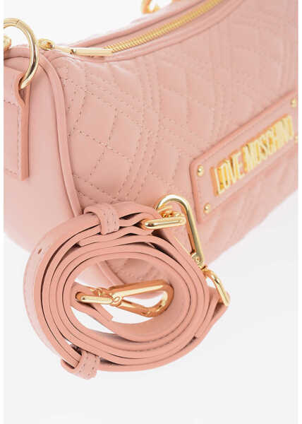 Genti tip postas Moschino Love Quilted Faux Leather Shoulder Bag With Golden Chain Pink Femei (BM 9893963) 4