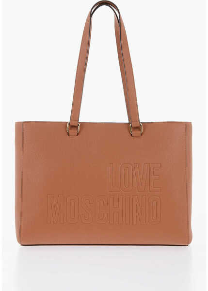 Genti de umar Moschino Love Faux Leather Tote Bag With Golden Details Brown Femei (BM 9893972) 3