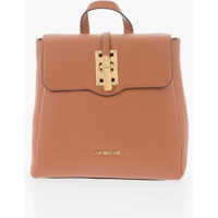 Rucsacuri Love Solid Color Faux Leather Backpack With Golden Logo Femei
