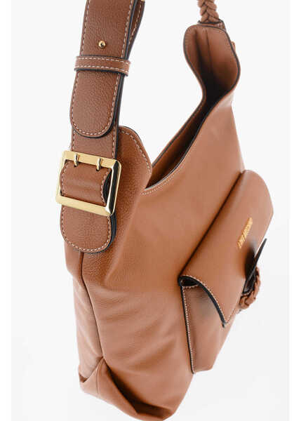 Genti de umar Moschino Love Faux Leather Shoulder Bag With Braided Handle Brown Femei (BM 9894068) 4