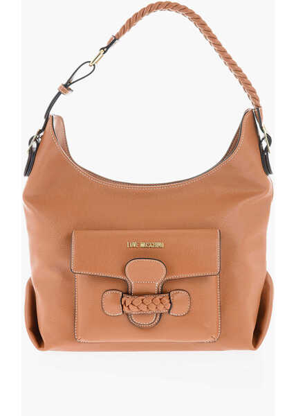 Genti de umar Moschino Love Faux Leather Shoulder Bag With Braided Handle Brown Femei (BM 9894068) 1