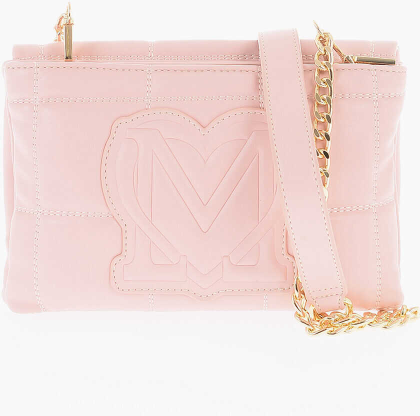 Genti tip postas Moschino Love Quilted Faux Leather Bag With Removable Chain Shoulder Pink Femei (BM 9894071) 2