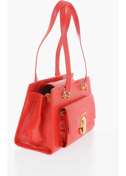 Genti de umar Moschino Love Faux Leather Shoulder Bag With Golden Details Red Femei (BM 9894248) 2