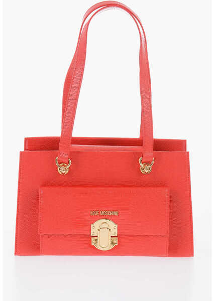Genti de umar Moschino Love Faux Leather Shoulder Bag With Golden Details Red Femei (BM 9894248) 1