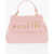 Moschino Love Quilted Faux Leather Bag With Golden Logo Pink