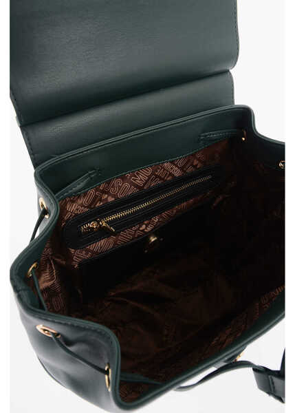 Rucsacuri Moschino Love Quilted Faux Leather Backpack With Metal Golden Logo Green Femei (BM 9894731) 4