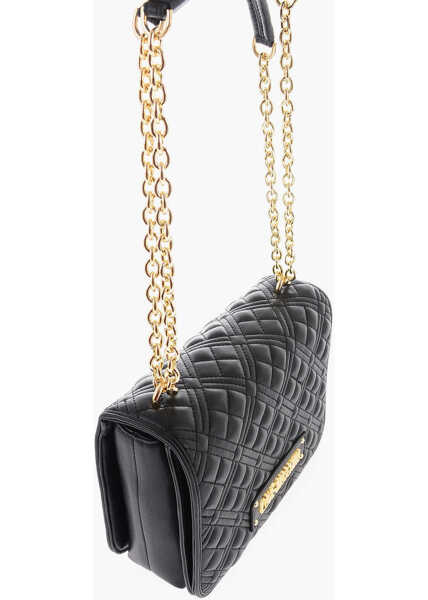 Genti de umar Moschino Love Quilted Faux Leather Bag With Chain Shoulder Strap Black Femei (BM 9894734) 3