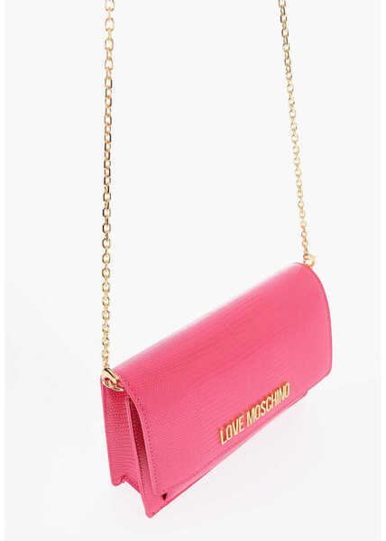 Genti tip postas Moschino Love Croco-Effect Faux Leather Lizard Bag With Golden Chain Pink Femei (BM 9894737) 3