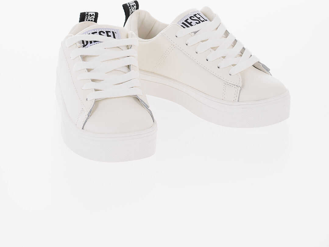 Diesel Solid Color Leather S-Vaneela Lc Low-Top Sneakers White