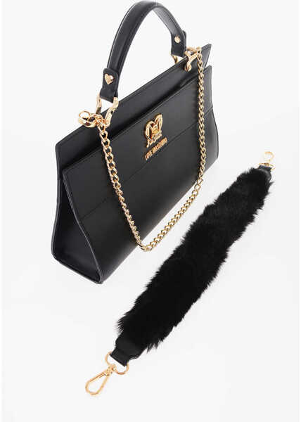 Genti de mana Moschino Love Faux Leather Bag With Golden Chain And Turn Lock Closur Black Femei (BM 9894962) 2