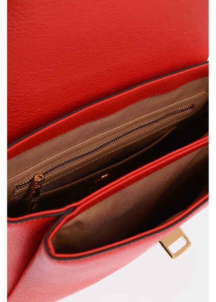 Rucsacuri Moschino Love Solid Color Faux Leather Backpack With Golden Logo Red Femei (BM 9894971) 4