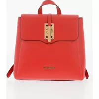 Rucsacuri Love Solid Color Faux Leather Backpack With Golden Logo Femei