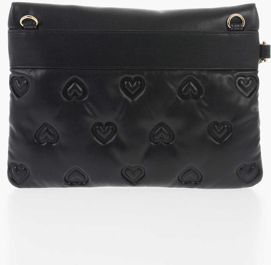 Genti de mana Moschino Love Hearts Embossed Faux Leather Handbag Black Femei (BM 9895163) 2