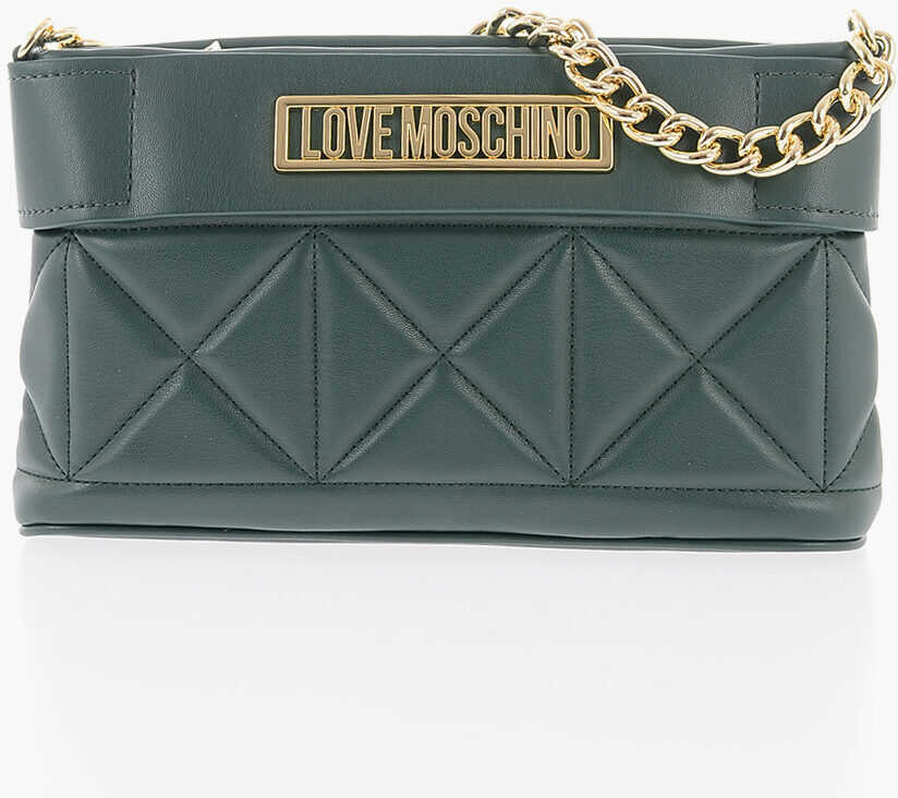 Genti tip postas Moschino Love Quilted Faux Leather Bag With Golden Chain Green Femei (BM 9895349) 1