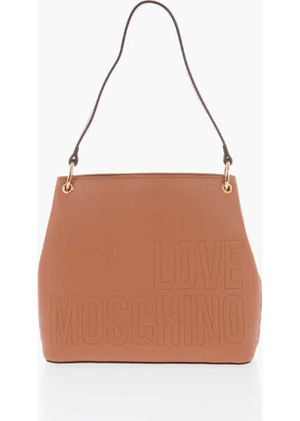 Genti de umar Moschino Love Faux Leather Shoulder Bag With Golden Details Brown Femei (BM 9895352) 3
