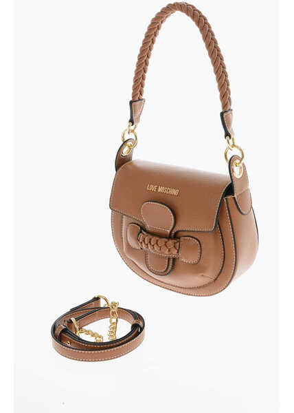 Genti de umar Moschino Love Faux Leather Saddle Bag With Braided Details Brown Femei (BM 9895358) 3
