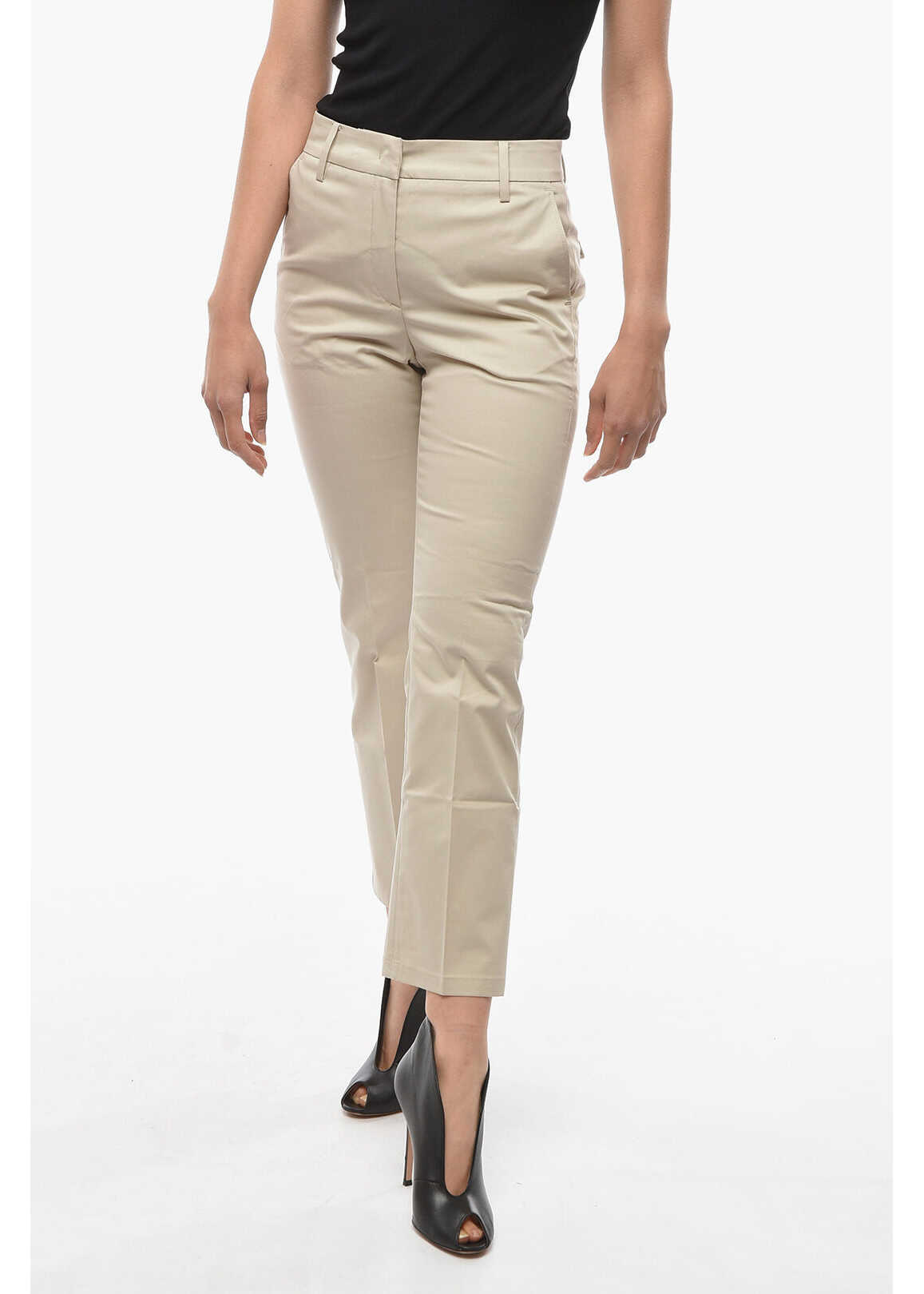 Department Five Cotton Stratch Flared Pants Beige