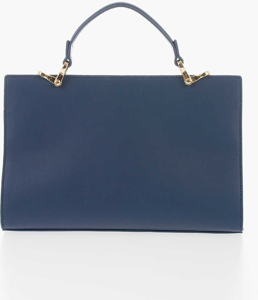 Genti de mana Moschino Love Solid Color Bag With Removable Faux Fur Handle Blue Femei (BM 9895553) 3