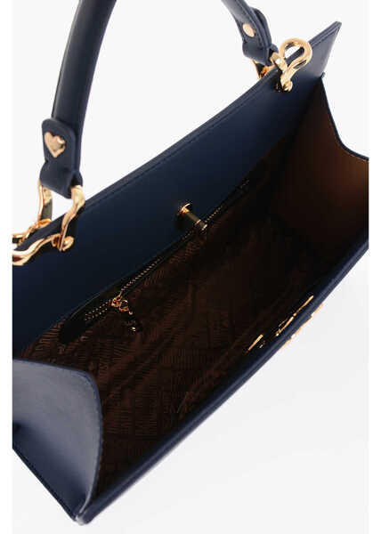 Genti de mana Moschino Love Solid Color Bag With Removable Faux Fur Handle Blue Femei (BM 9895553) 4