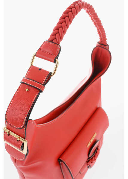 Genti de umar Moschino Love Faux Leather Shoulder Bag With Braided Handle Red Femei (BM 9895562) 4