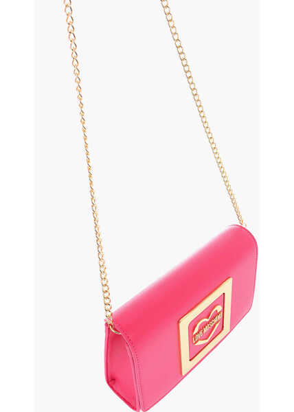Genti tip postas Moschino Love Faux Leather Crossbody Bag With Metal Golden Logo Pink Femei (BM 9895565) 3