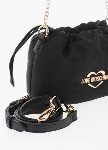 Genti tip postas Moschino Love Solid Color Mini Bucket Bag With Removable Shoulder Str Black Femei (BM 9895781) 3