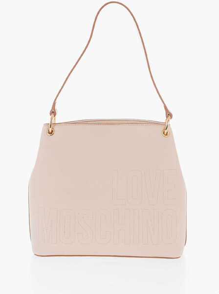 Genti de umar Moschino Love Faux Leather Shoulder Bag With Golden Details Beige Femei (BM 9895787) 3