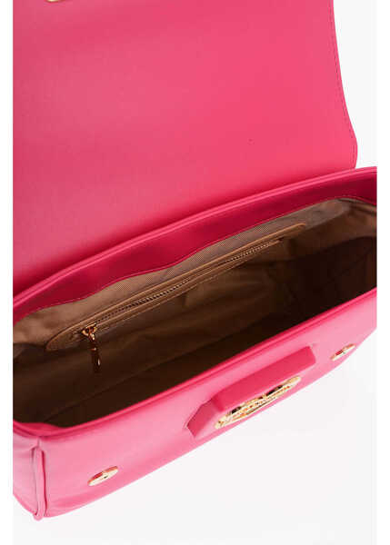 Genti de mana Moschino Love Faux Leather Shoulder Bag With Metal Golden Logo Pink Femei (BM 9895793) 4