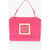 Moschino Love Faux Leather Shoulder Bag With Metal Golden Logo Pink
