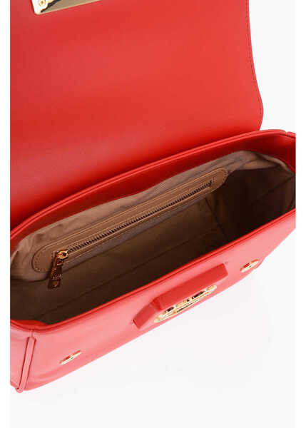 Genti de mana Moschino Love Faux Leather Shoulder Bag With Metal Golden Logo Red Femei (BM 9895970) 4