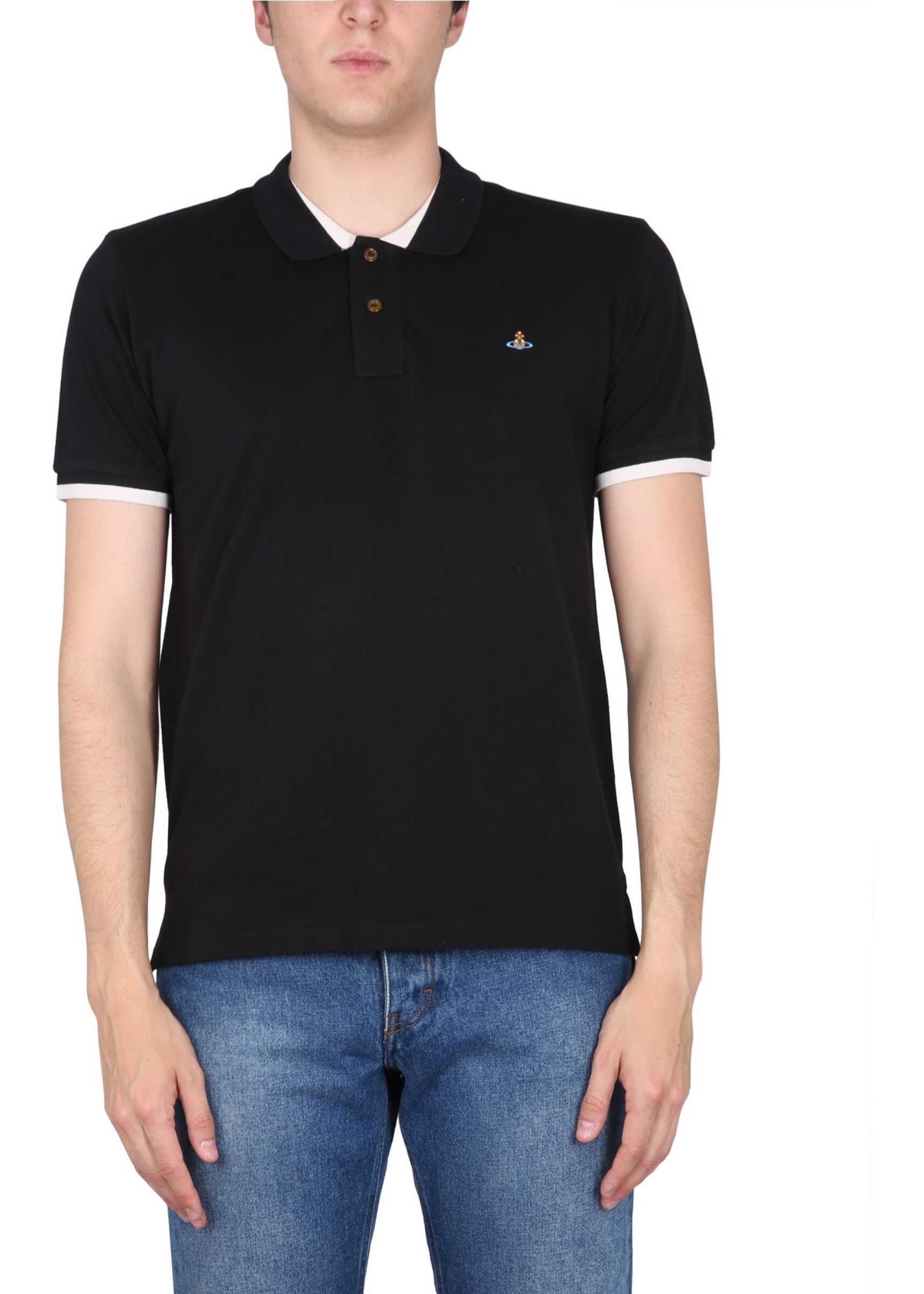 Vivienne Westwood Polo Shirt With Orb Embroidery BLACK
