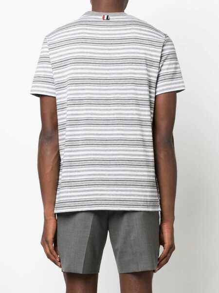 Tricouri Thom Browne Striped T-Shirt GREY Barbati (BM 9896213) 4