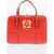 Moschino Love Faux Leather Handbag With Metal Golden Logo Red