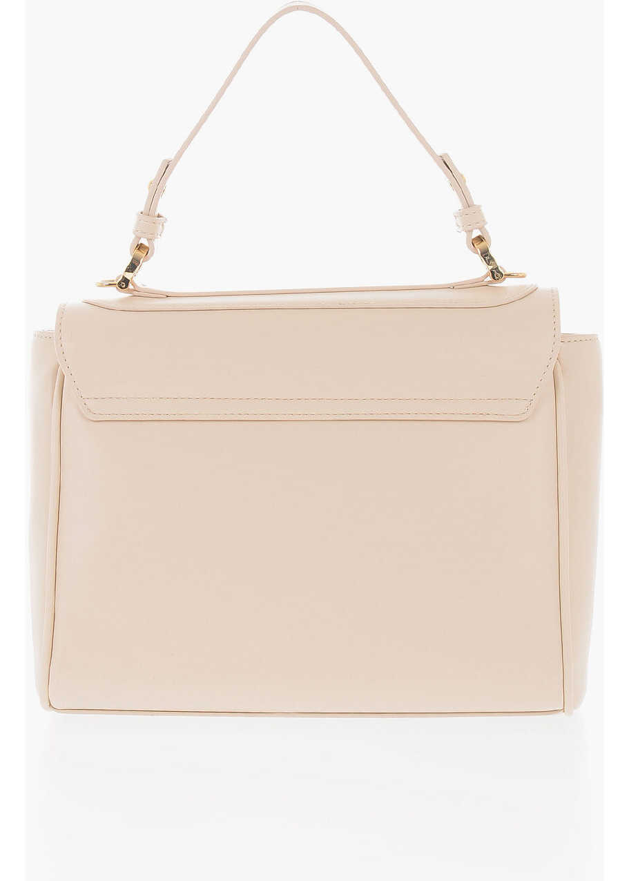 Genti de umar Moschino Love Faux Leather Shoulder Bag With Metal Golden Logo Beige Femei (BM 9896345) 3
