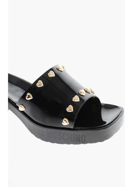 Sandale cu toc Moschino Love Rubber Sandals With Heart-Shaped Studs 5.5Cm Black Femei (BM 9896348) 4