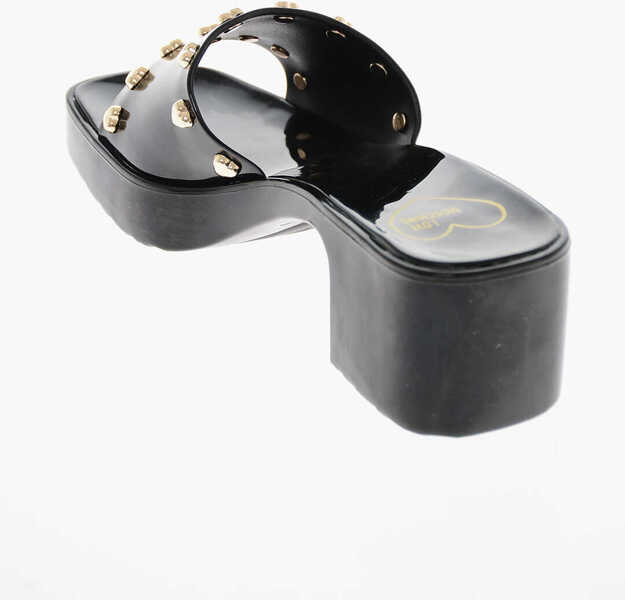 Sandale cu toc Moschino Love Rubber Sandals With Heart-Shaped Studs 5.5Cm Black Femei (BM 9896348) 5