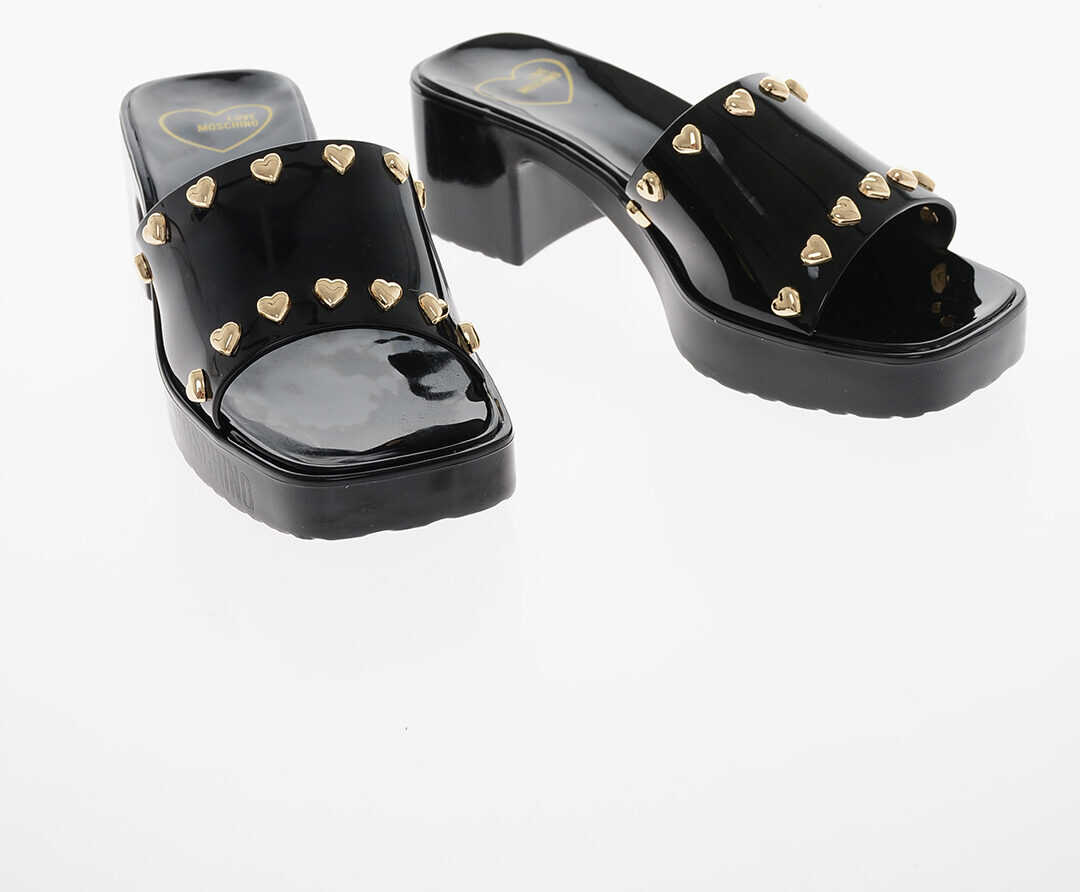 Moschino Love Rubber Sandals With Heart-Shaped Studs 5.5Cm Black