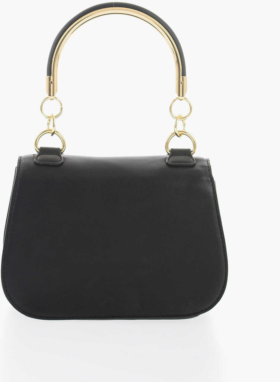 Genti de mana Moschino Love Faux Leather Handbag With Metal Golden Logo Black Femei (BM 9896546) 3