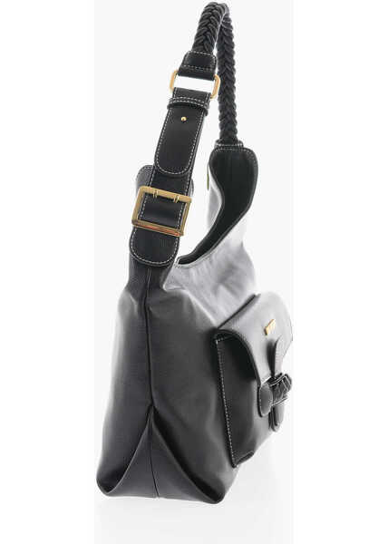 Genti de umar Moschino Love Faux Leather Shoulder Bag With Braided Handle Black Femei (BM 9896549) 2