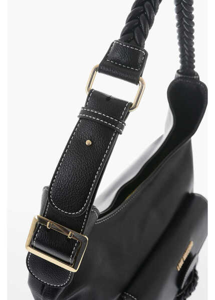 Genti de umar Moschino Love Faux Leather Shoulder Bag With Braided Handle Black Femei (BM 9896549) 4