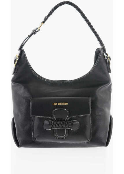 Genti de umar Moschino Love Faux Leather Shoulder Bag With Braided Handle Black Femei (BM 9896549) 1