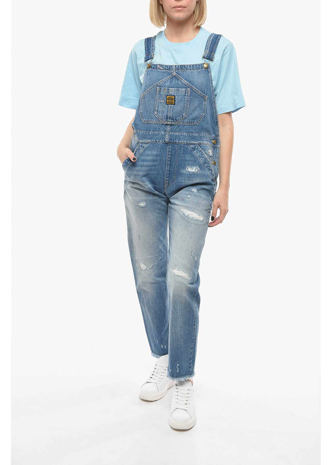WASHINGTON DEE CEE Denim Washington Jumpsuit With Logoed And Golden Buttons Blue