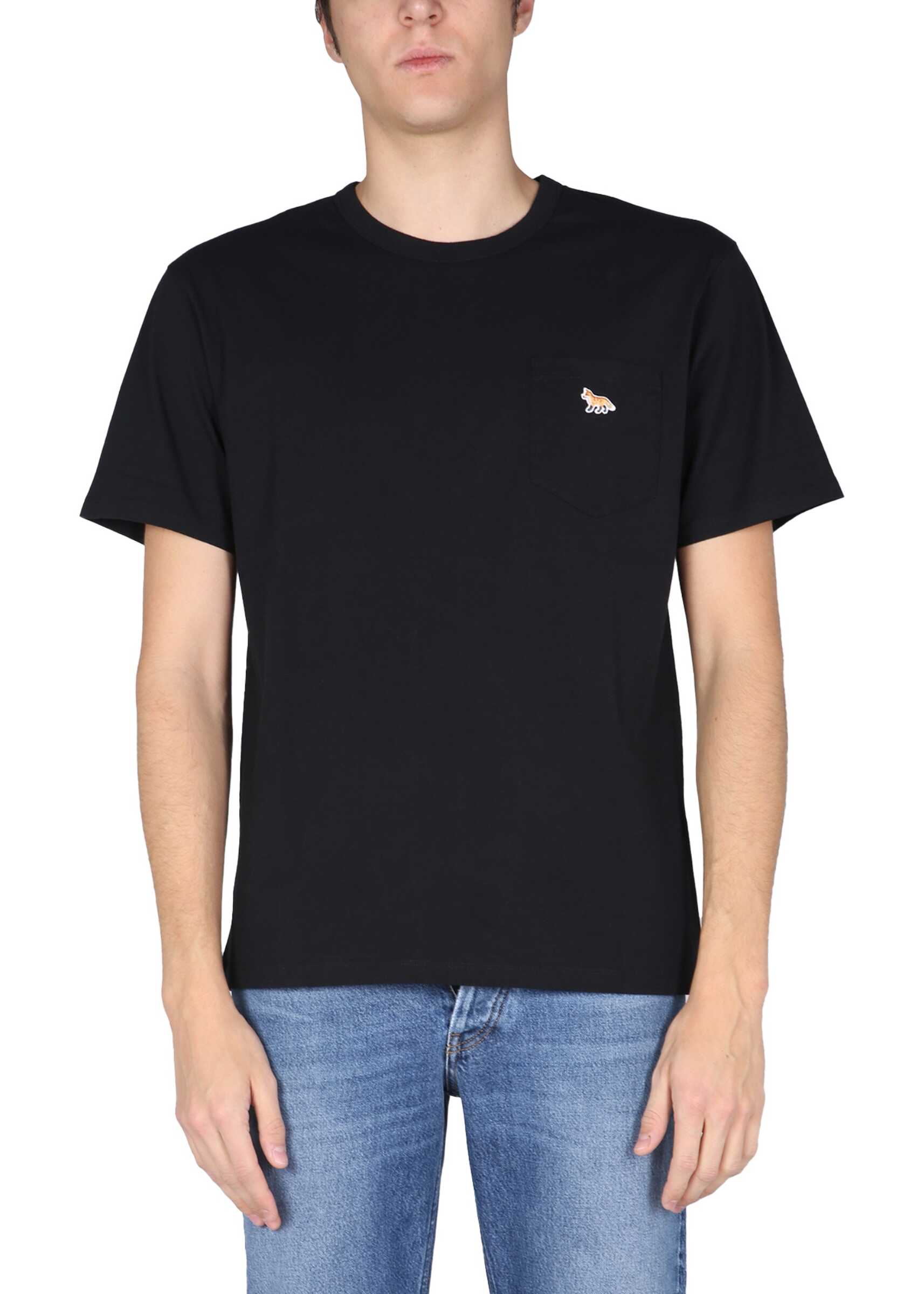 MAISON KITSUNÉ T-Shirt With Fox Patch Profile BLACK