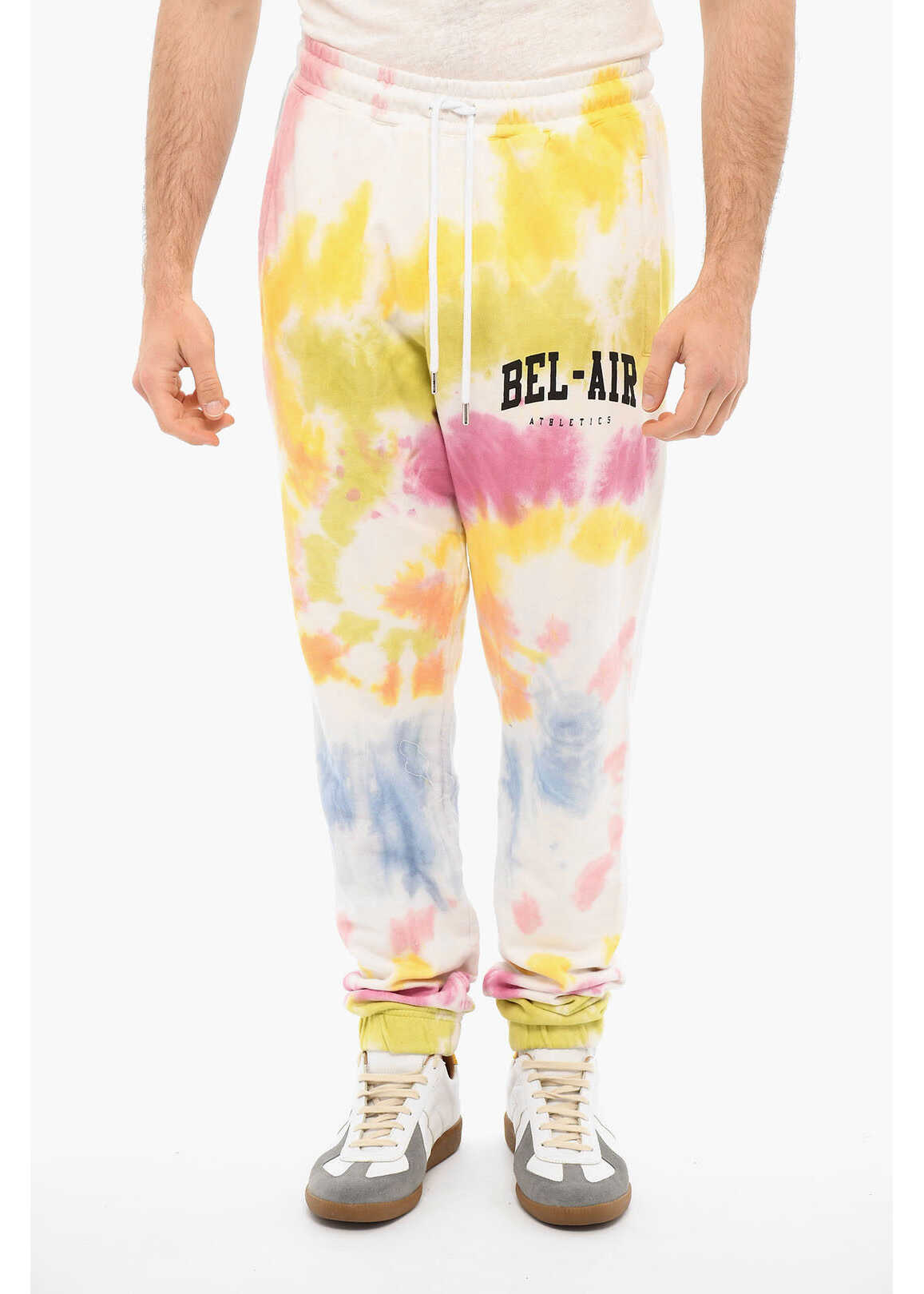 Bel-Air Athletics Brushed-Cotton College Joggers With Tye-Dye Print White