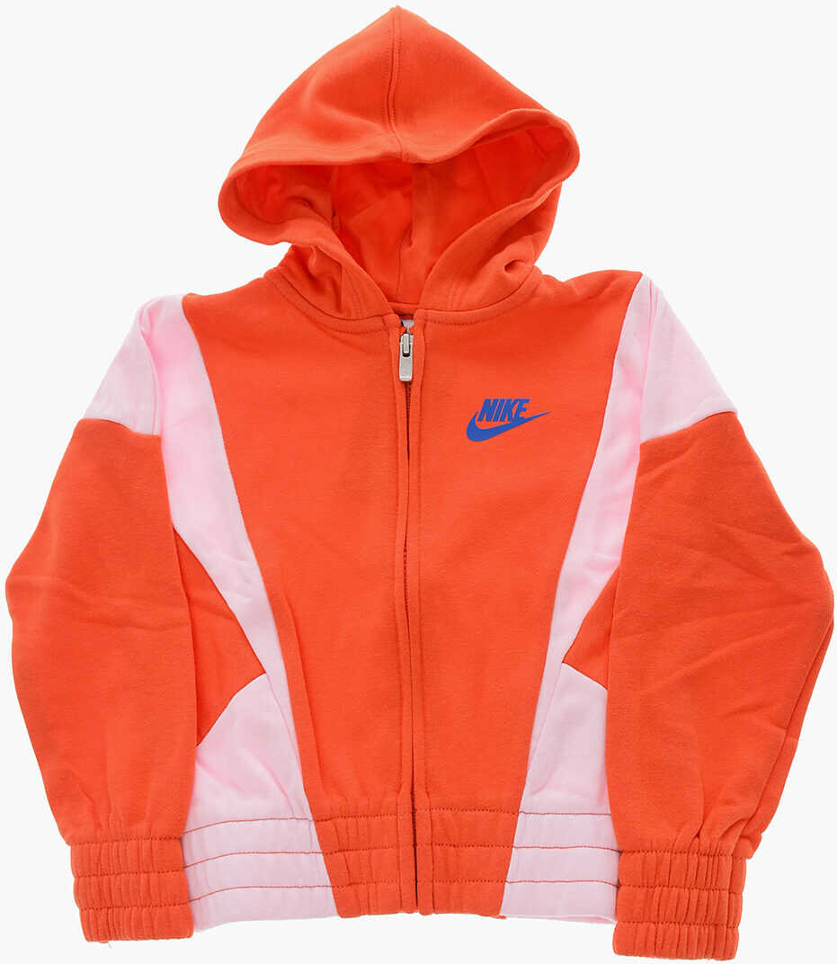 Nike Two-Tone Swoosh Hoodie With Zip Closure Orange